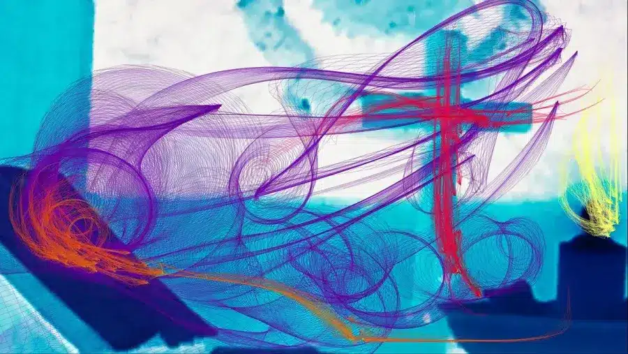 Artistic cross with flowing lines